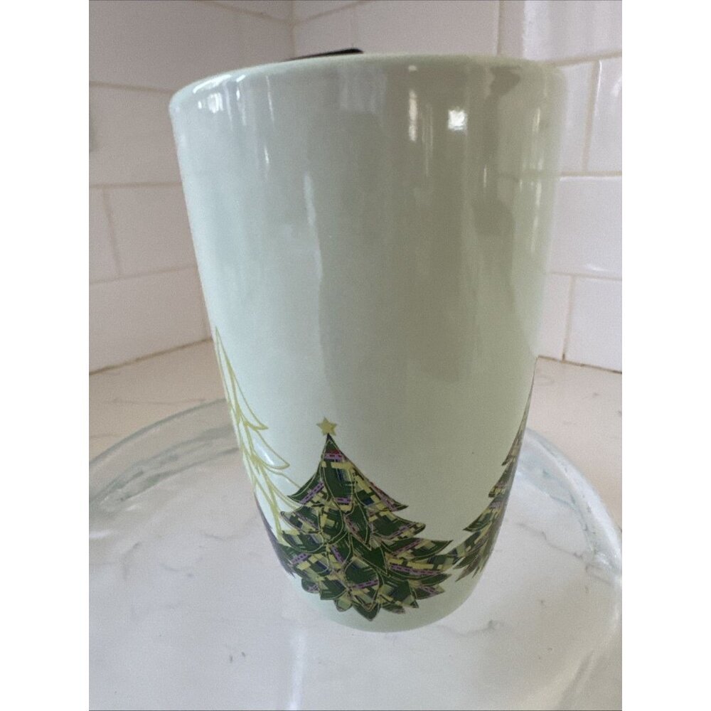 Starbucks Christmas Coffee Mug 2020 Light Mint Green w/ Trees 12oz. PreOwned - Picture 6 of 11